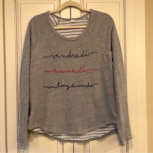 Anthropologie t.la French Terry Top Gray with French Writing